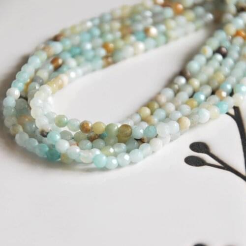 Wholesale 14.5"38cm natural multi color amazonite 2mm/3mm faceted seed beads jewelry making DIY for women