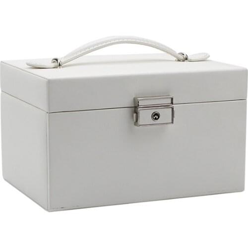 Jewelry Organizer 3-layer Large Capacity Jewelry Box Earrings Necklace Rings Holder with Makeup MirrorPU Leather Jewelry Drawer