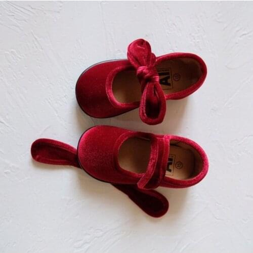 2021 Autumn Baby Girls Retro Toddlers Prewalkers Velvet Bow Detachable Shoes Infant Soft Bottom First Walkers