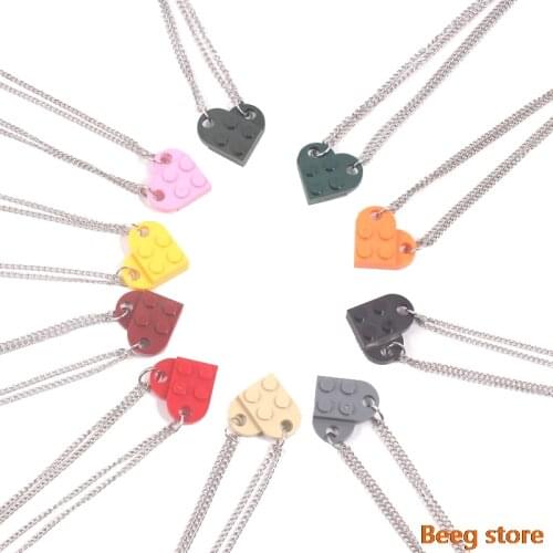 Cute heart brick necklace bff best friends pendant necklace paired couple hip hop Women Men neck chain Valentines Day Jewelry