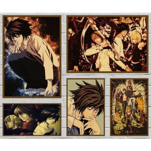 Japanese Anime Death Note Posters Retro Kraft Paper Poster Wall Sticker Vintage Painting Picture for Home Room Bar Cafe Decor