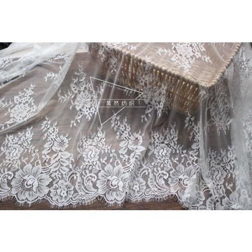 GLace 3M/Lot Black and White Non-elastic Eyelashes Sexy Lace Fabric for Dress Accessories Diy Decorative TX694