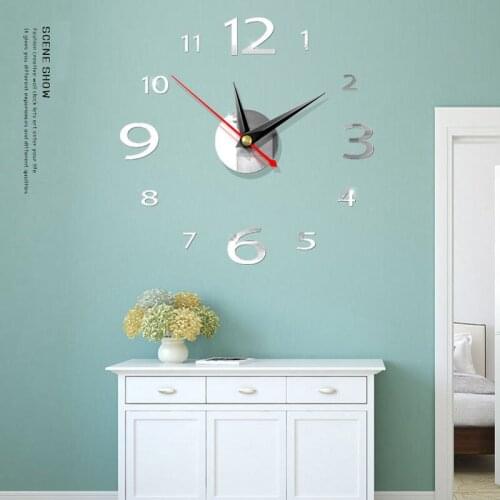 Modern Large 400mm 3D Mirror Surface Wall Clock 3D Wall Sticker Home Office Room DIY Wall Decor Home Decor Accessories