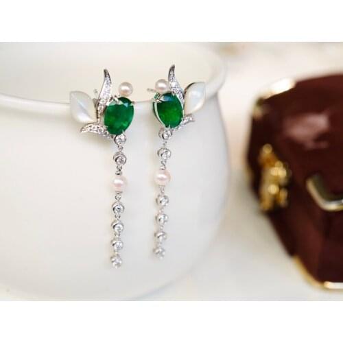 SX609 Fine Jewelry Solid 18k Gold Nature Green Emerald 1.26ct Gemstones Earrings for Women Fine Jewelry Birthday Presents