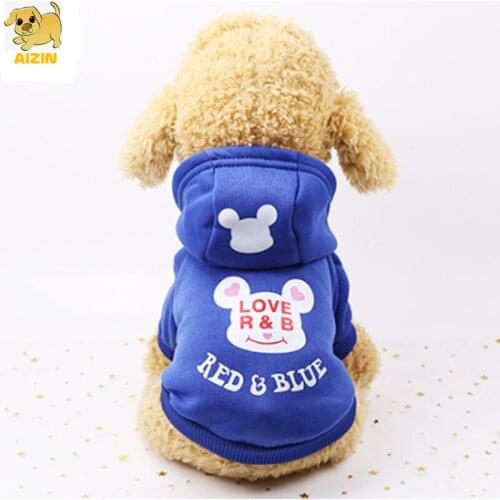 Cartoon Print Winter Thick Dog Coats Hoodies Soft Fleece Warm Cotton Wear Cat Clothes Coat Cute Style Candy Color Pets Supplier