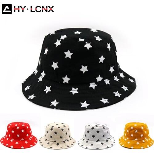 Spring Autumn Boy Girl Fashion Cotton Breathable Outdoor Sports Sun Bucket Hat Child Five-star Printing Foldable Fisherman Hat