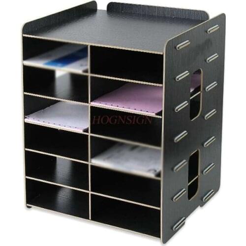 Storage box Wooden Office Supplies Desktop A5 Document Bill Courier Document Rack Multi-layer Information Storage Frame