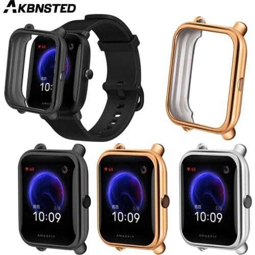 AKBNSTED TPU Plating Silicone Watch Protective Shell For Xiaomi Amazfit Bip S/Bip U Smart Watch Case Cover For Amazfit Pop