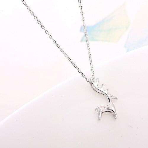Fashion Womens S925 Silver Plated Platinum Personality Elk Pendant Necklaces 231651854