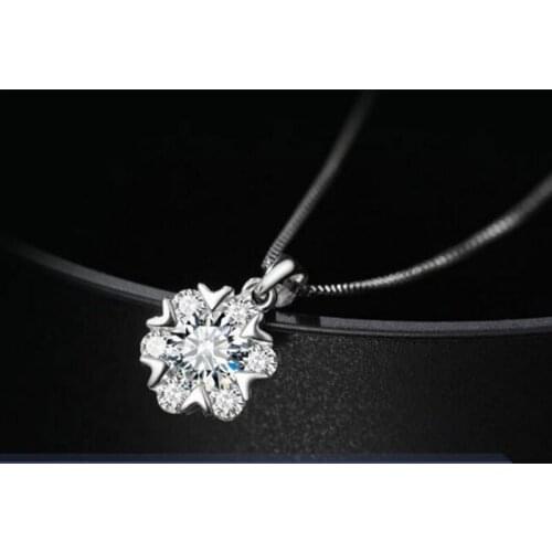 925 Sterling Silver Zircon Pendant Neckaces For Women Gift 45cm Chain choker Valentines Gift S-N152
