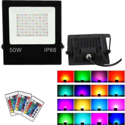 10W 30W 50W Led Spotlight Outdoor Flood Light AC220V IP66 Reflector Projector Lamp With Remote Controller For Courtyard Rockery