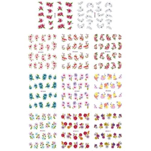 11 PACKS / LOT 3D EMULATION FLOWER BUTTERFLY ORCHID PANSY AZALEA LILY-OF-THE-VALLEY NAIL ART NAIL TATTOOS STICKER E001-011