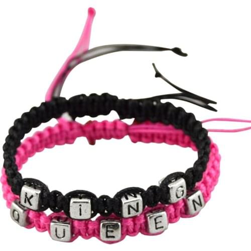 2Pcs/Set Fashion Handmade Rope Weave King and Queen Couple Bracelets for Lovers Jewelry Gift