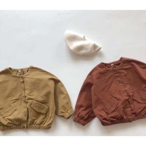 2020 New Arrival Girls Boys Coat Autumn Cotton Linen Full Sleeve Fashion Kids Jacket 1-6 years QW846