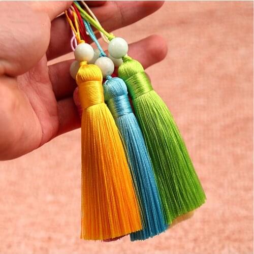 5pcs 8cm Silk Satin Tassel Brush With Beads Handmade Crafts for DIY Earrings Jewelry Making Accessories Findings Supplier