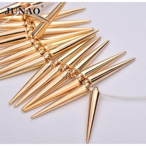 5x35mm Big Gold Cone Rivet Hanging Plastic Spikes Pendant Rhinestones Rivet Punk Studs and Spikes Earring Charms for Necklace