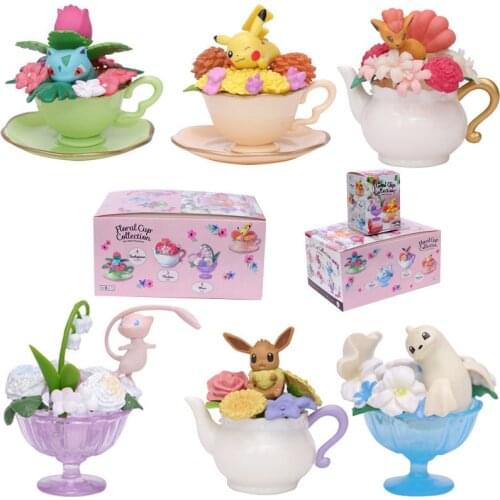 6pcs/box Pokemon Blind Box Toy Flower Teacup Dream Doll Little Elf Decoration Hand-Made Anime Figures Collections Pvc Model Toy