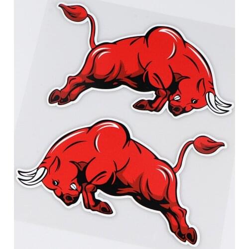 Car Sticker Bull Red Bumps Rear View Mirror Decals Personality Cartoon Personality Creativity Waterproof Suitable for Car Doors