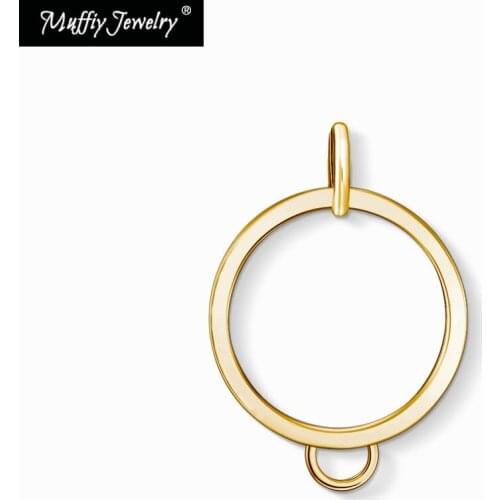 Round Charm Carrier Large Gold Color,Europe Style Good Jewelry For Men & Women,2018 Gift In 925 Sterling Silver,Super Deals Club