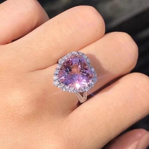 Brand Heart 3ct Pink Diamond cz Ring 925 sterling silver Engagement Wedding band Rings for Women Bridal Party Jewelry Gift