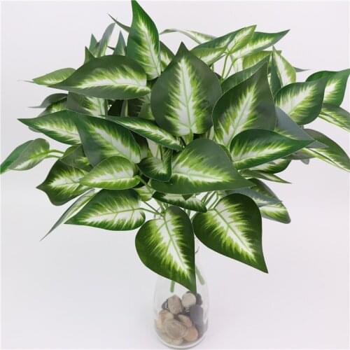 European countryside Garden Plant Green Real Touch Leaf Large Duck claws Leaf shaped Artificial Flowers Plastic Greenery Plant