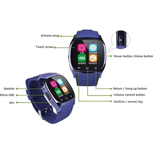 IOS Music M26 Bluetooth Player Watch Smart Smartwatches Epacket Waterproof LED Pedometer For Apple With Android Smart Phone 1pcs