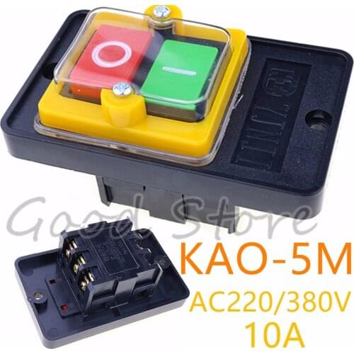 KAO-5M AC 220/380V Etanche ON/OFF Poussoir Bouton Interrupteur Perceuse Moteur KAO-5 9 x 5.6 x 4.9cm