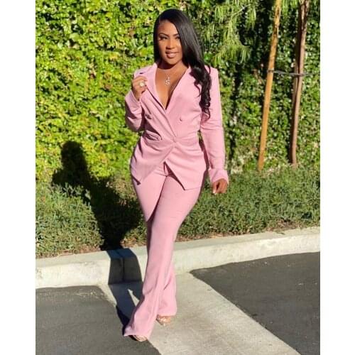 Classic Casual Commute Blazer Suit Two Piece Set Women Solid Color Office Blazer Elastic Band Pant Suits Fashion Trousers OL Set