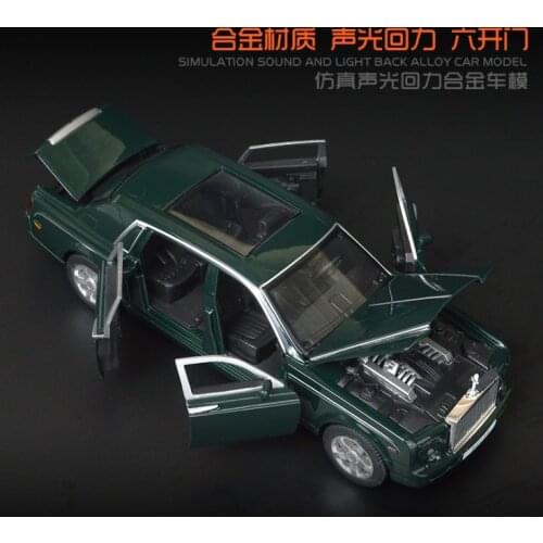 1: 32 Simulation ROLLS ROYCE Phantom Alloy Car Model Children Sound and Light Return Toy Car Boy Birthday Gift Green