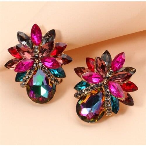 FASHIONSNOOPS New Multicolored Shiny Rhinestone Drop Earrings for Women Fashion Jewelry Bohemian Collection Earrings Accessories