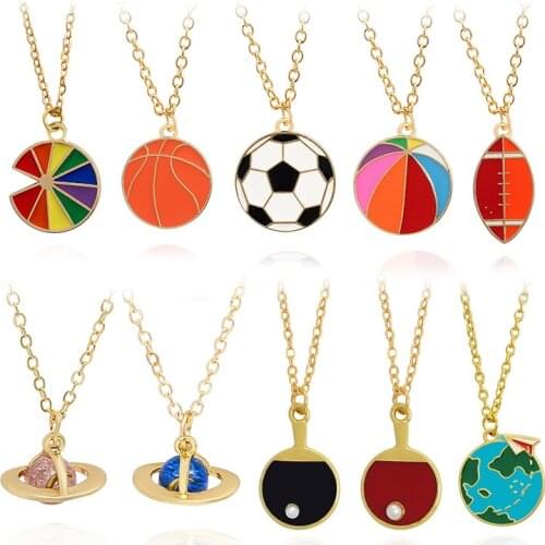 Athletic sports Ball Pendant Necklace Basketball football volleyball Rugby table tennis Necklace earth star Gifts for friends