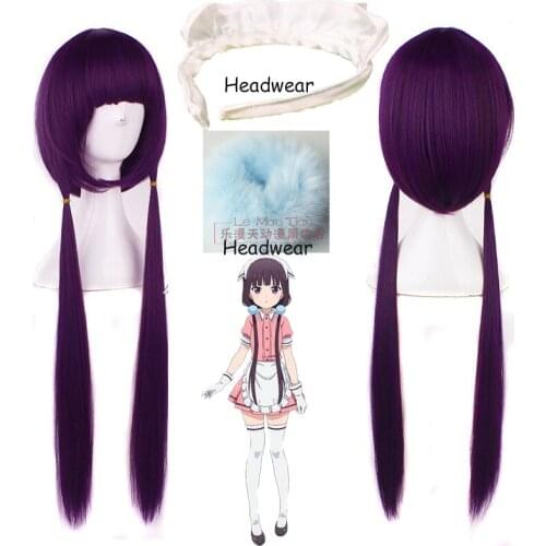 Anime Blend S Maika Sakuranomiya Long Purple Straight Heat Resistant Synthetic Hair Cosplay Halloween cosplay Wigs and headwear