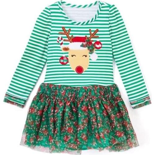 2021 autumn Girls Casual Dresses Striped Baby Clothes Christmas Kids Tulle Cute Long Sleeve Dress Vestidos Para Niños Ropa Niña