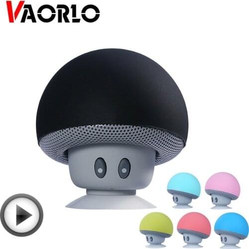 VAORLO Portable Mini Mushroom Wireless Bluetooth Speaker Waterproof Sucker Bracket Speakers Stereo Subwoofer Hands Free With Mic