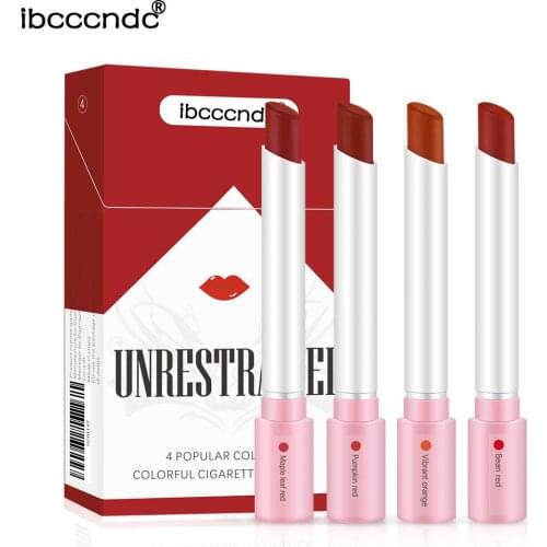 Cigarette Lipstick Set 4 Colors Matte Long Lasting Waterproof Matt Velvet Lip Stick Cigarrillo Lipsticks Nude Red Lips Makeup
