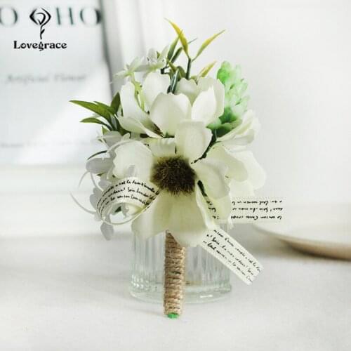 Silk Flore Wedding Corsages and Boutonnieres Groomsmen Boutonniere Women Dress Brooch Wedding Marriage Corsage Bracelet Flowers