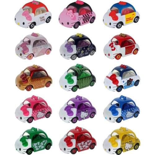 Takara Tomy Car Hello Kitty Mini Cute Toy Stack Height Matchbox Car Metal Car Model Decoration Childrens Gift