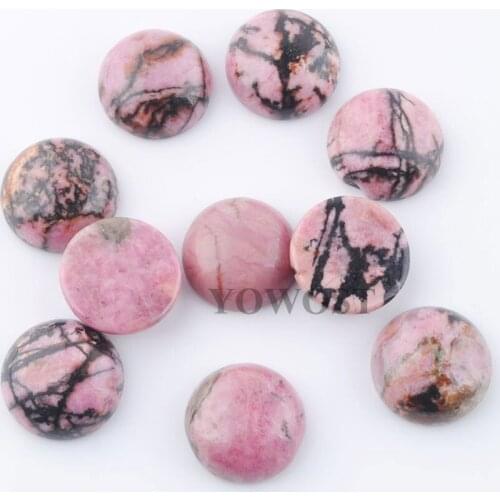 YOWOST Natural Rhodochrosite Gem Stone Round Cabochon CAB No Drill Hole 16x6mm For Jewelry Finding 20PCS/Lot QU3245