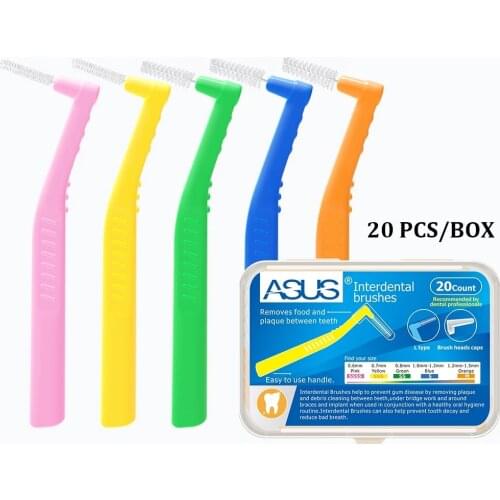 0.6-1.5mm L Shape Interdental Brush With Box Orthodontic Dental Tool Teeth Cleaning Toothpick Oral Hygiene Dental Flosser New