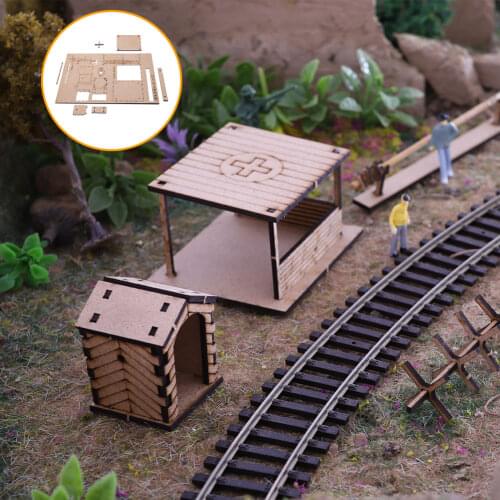 1/72 Roadblock Checkpoint Scenes Model Command Room War Scene Layout Wooden Ruins House Toys Diorama