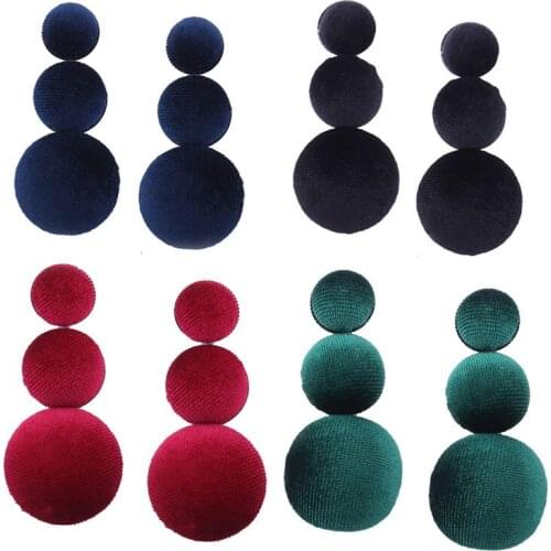 1 Pair 4 Colors Multi Layer Half Round Big Stud Earrings Vintage Bohemian Flannel Charms Statement Long Earrings For Women