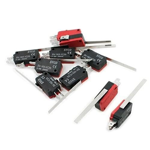 10 Pcs 2" Long Hinge Lever Arm Micro Switch SPDT NC + NO SV-163-1C25 AC 250V 3-16A