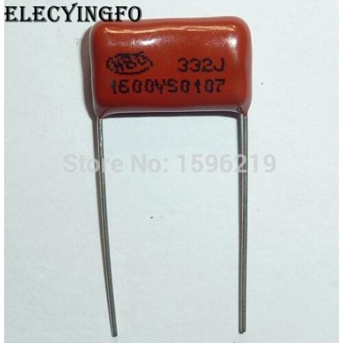 10pcs CBB capacitor 332 1600V 332J 1.6KV 3300pF 3.3nF P15 CBB81 Metallized Polypropylene Film Capacitor
