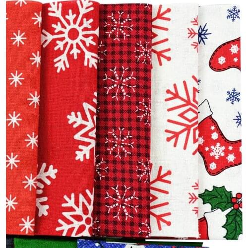 10Pcs Christmas Theme Cotton Fabric Patchwork Snowflake Santa Claus Printed Cloth For Xmas Party Home Decoe DIY Sewing Material
