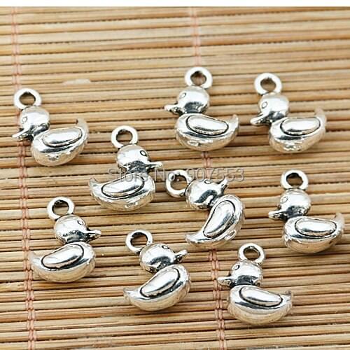 20pcs tibetan silver color 2sided little duck design charms EF1422