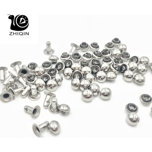200 sets 6x6mm Mushroom Round Spike Rivets Stud Punk Rivets Puramud For Leather Craft Garment Bag Shoes Making