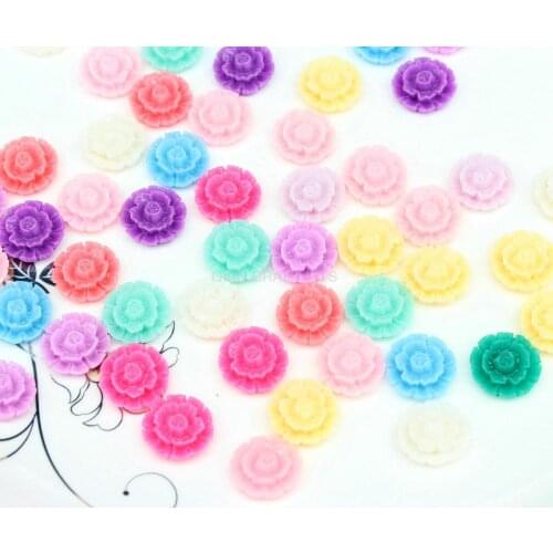 350pcs mini 13mm Mixed Color Flower Beads, Swirl cabbage Flower Bouquet Resin Flower Cabs Resin Decoden Kawaii Cabochons