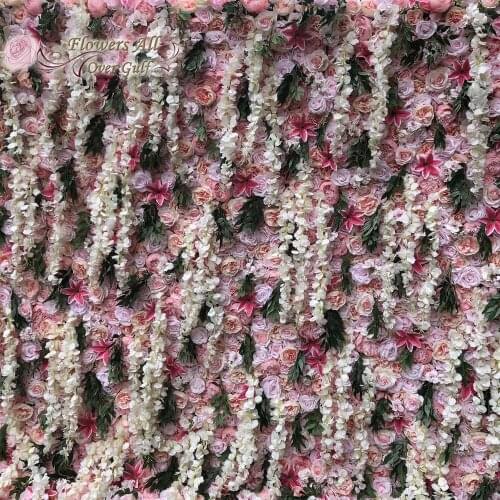 3D Artificial Flower Wall Panels Mix Colors Rose And Wisterias Lily Fake Flowers Gypsophila With Event GY874