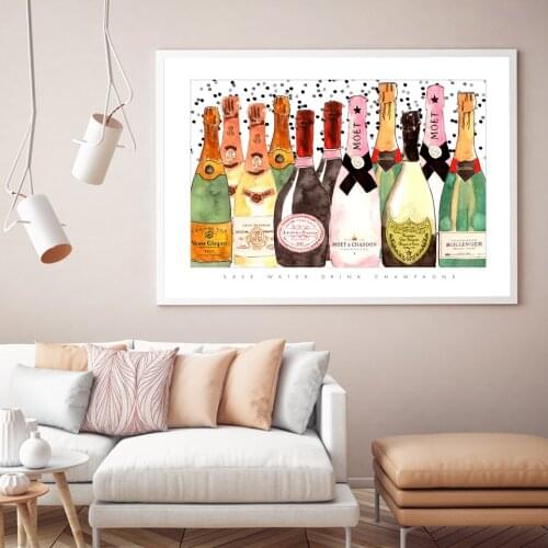 5D Diamond Painting Nordic Style Champagne Bottle Picture Diamond Embroidery Wall Art Cross Stitch Kit Mosaic Picture Home Decor