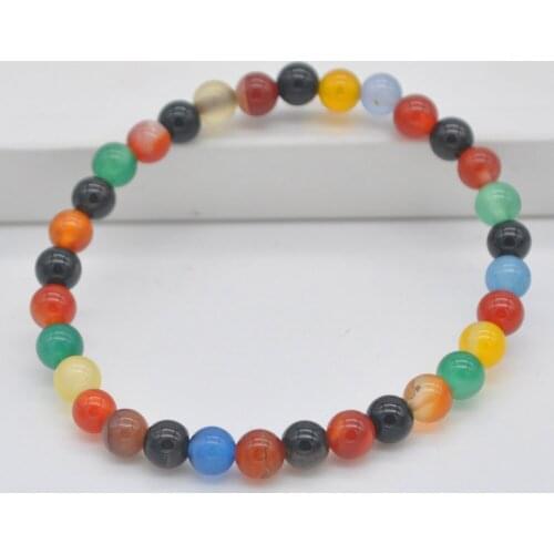 6MM Mixed Carnelian Beads Bracelet Bangle Stretch 7.5 Inch Jewelry For Woman Gift G618